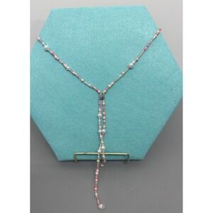 Urban Outfitters Beaded‎ Necklace Pink & Ivory Necklace Long New Silver Clasp